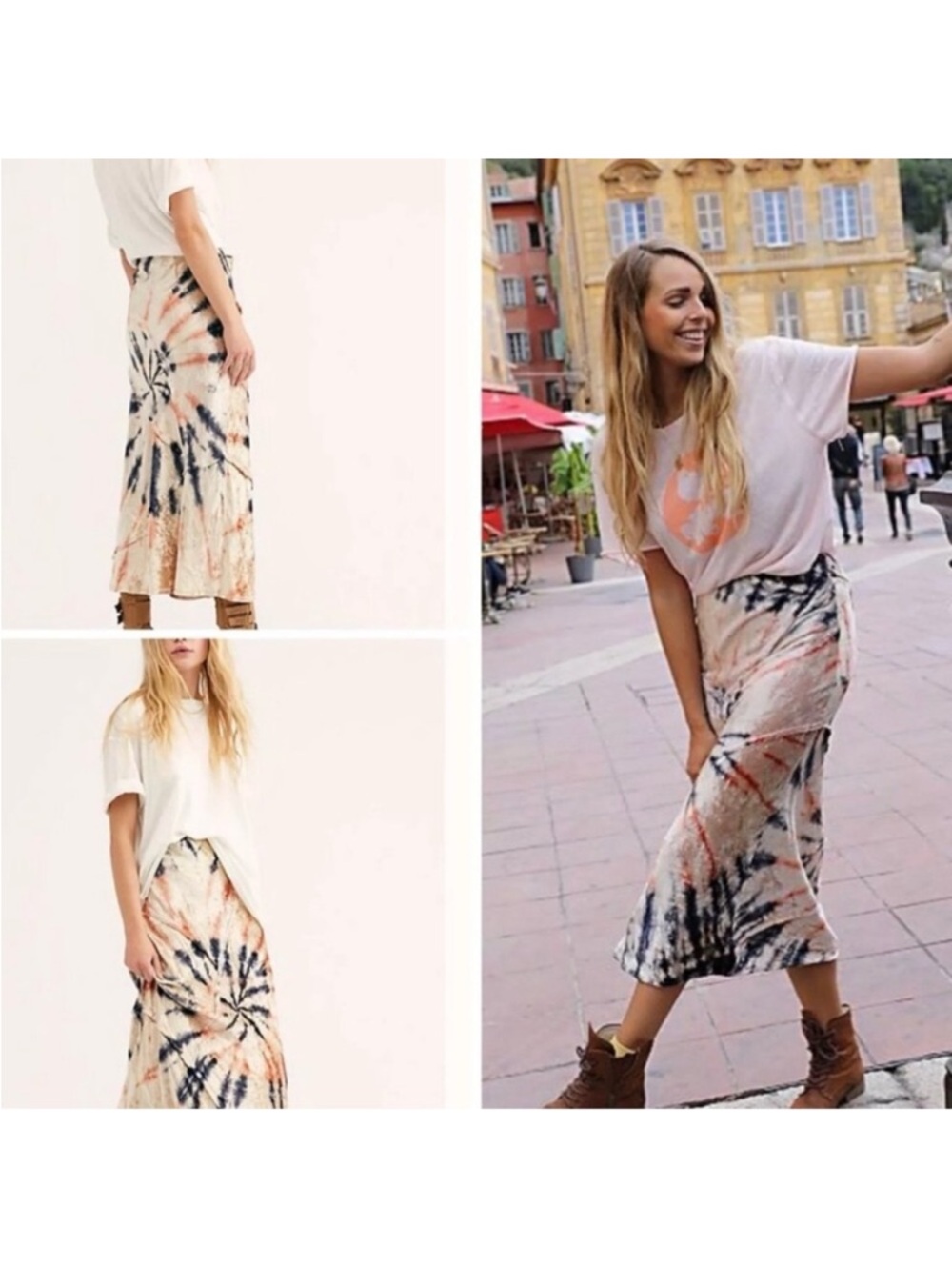Free People Velvet Serious Swagger Tie-Dye Midi Skirt - Picture 10 of 13
